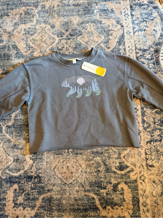 Bixby Other - Kids Forest Bear Graphic cropped Sweatshirt - Gray
